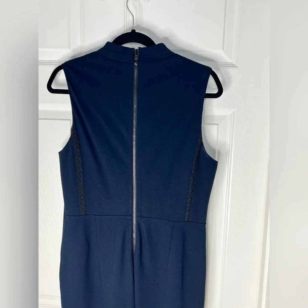 Kobi Halperin Navy Blue Jae Knit Faux Wrap Sheath  Dress Sz 10 - Picture 4 of 10